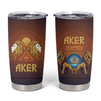 Aker Tumbler Cup Ancient Egyptian Sunset Gradient, Twin Lion Guardians, and Solar Disc - Wonder Print Shop