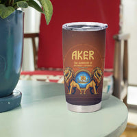 Aker Tumbler Cup Ancient Egyptian Sunset Gradient, Twin Lion Guardians, and Solar Disc - Wonder Print Shop
