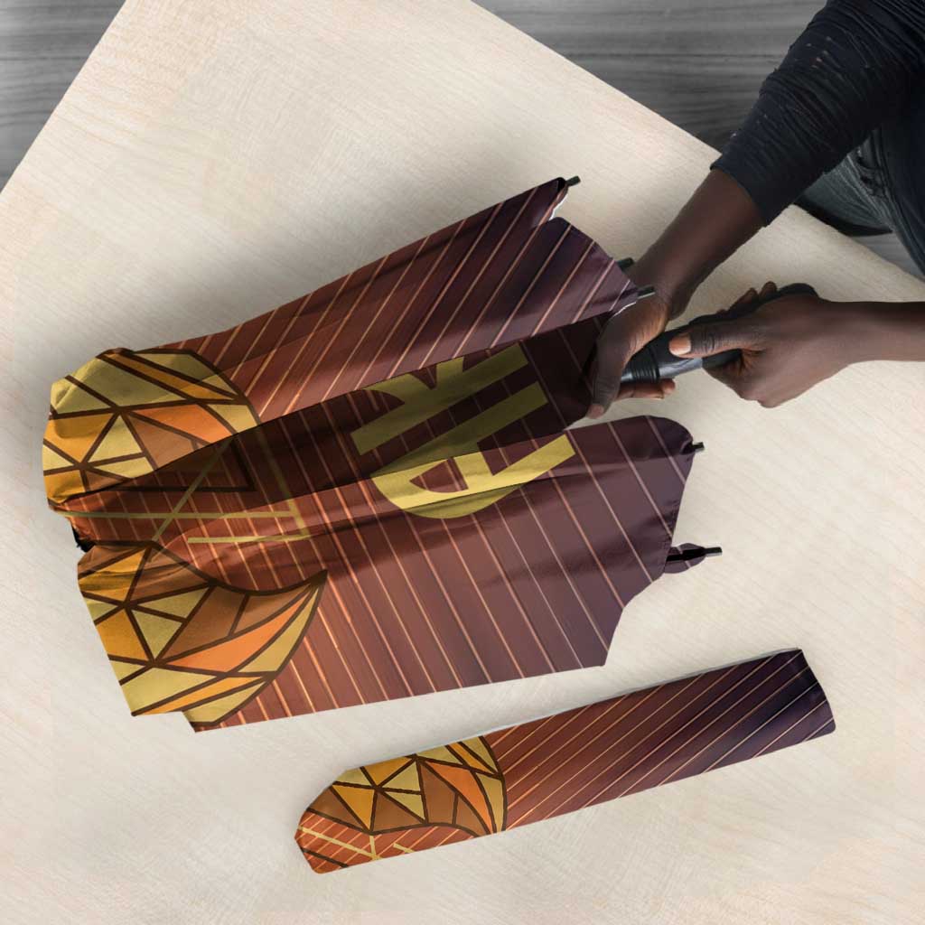 Aker Umbrella Ancient Egyptian Sunset Gradient, Twin Lion Guardians, and Solar Disc - Wonder Print Shop