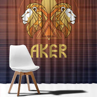 Aker Window Curtain Ancient Egyptian Sunset Gradient, Twin Lion Guardians, and Solar Disc - Wonder Print Shop