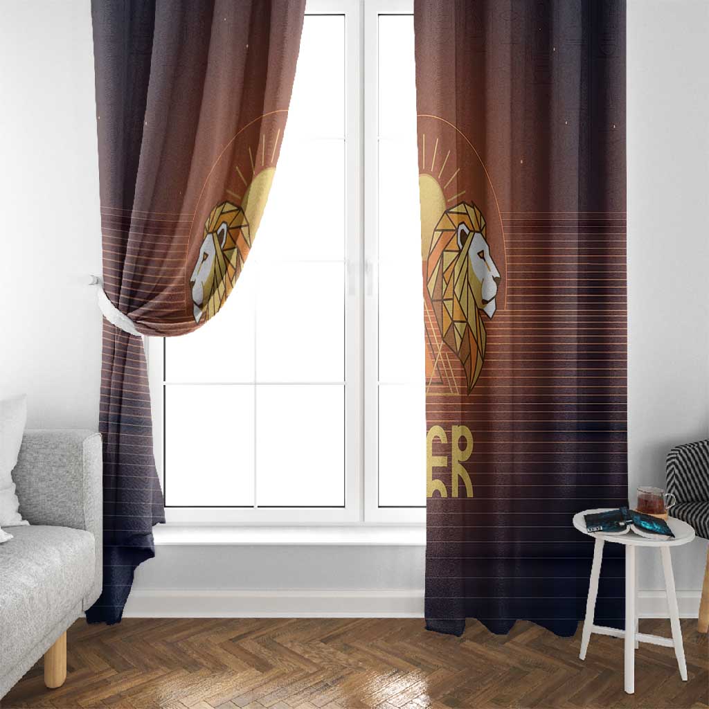 Aker Window Curtain Ancient Egyptian Sunset Gradient, Twin Lion Guardians, and Solar Disc - Wonder Print Shop