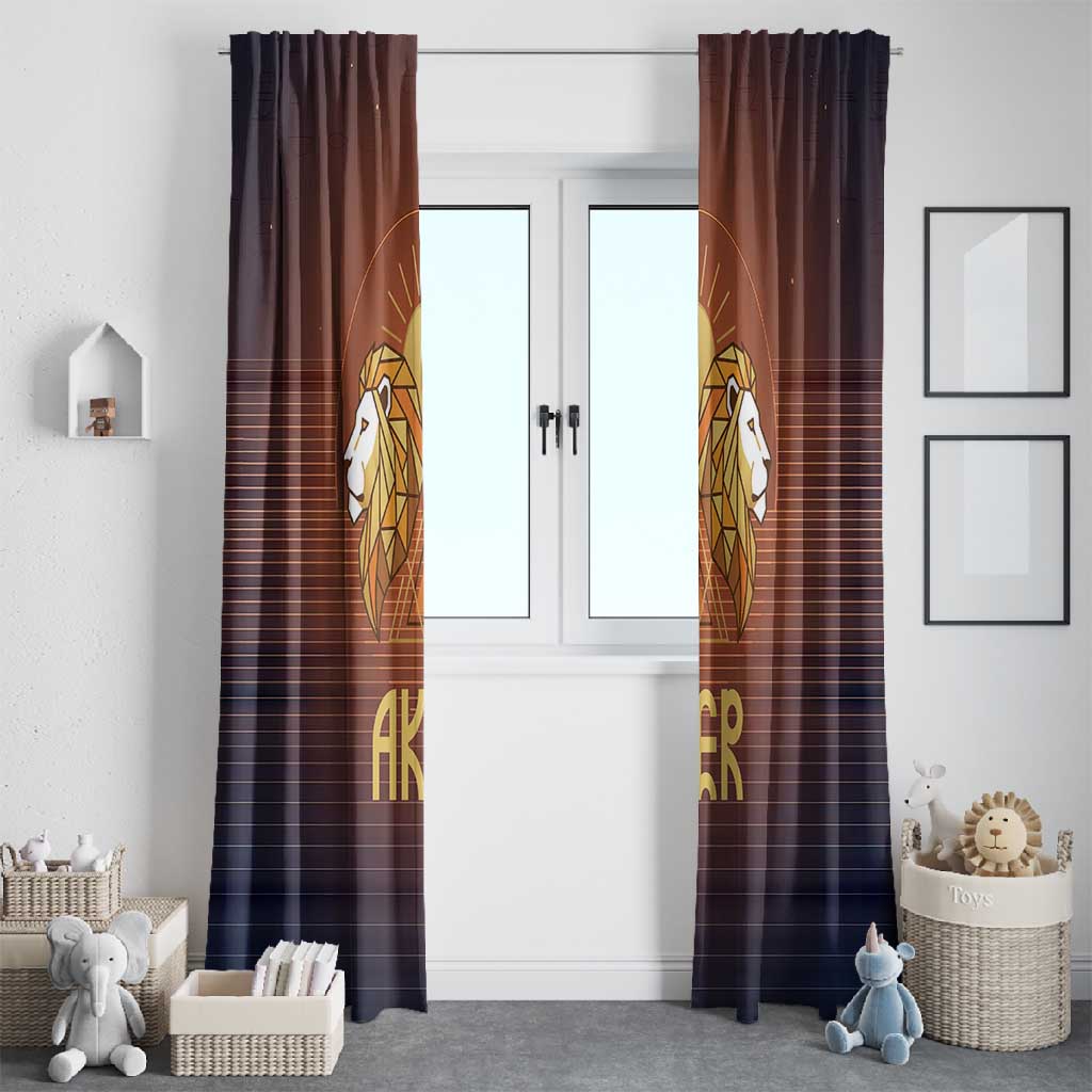 Aker Window Curtain Ancient Egyptian Sunset Gradient, Twin Lion Guardians, and Solar Disc - Wonder Print Shop