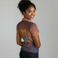 Aker Women Polo Shirt Ancient Egyptian Sunset Gradient, Twin Lion Guardians, and Solar Disc - Wonder Print Shop