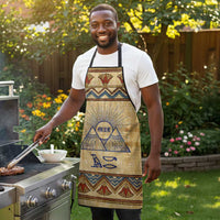 Aker Ancient Egyptian Apron with Hieroglyphic Pattern, Pyramid Symbol, and Twin Lion Guardians Motif - Wonder Print Shop