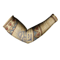 Aker Ancient Egyptian Arm Sleeves with Hieroglyphic Pattern, Pyramid Symbol, and Twin Lion Guardians Motif - Wonder Print Shop
