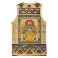 Aker Ancient Egyptian Basketball Jersey with Hieroglyphic Pattern, Pyramid Symbol, and Twin Lion Guardians Motif - Wonder Print Shop