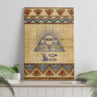 Aker Ancient Egyptian Canvas Wall Art with Hieroglyphic Pattern, Pyramid Symbol, and Twin Lion Guardians Motif - Wonder Print Shop