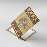Aker Ancient Egyptian Canvas Wall Art with Hieroglyphic Pattern, Pyramid Symbol, and Twin Lion Guardians Motif - Wonder Print Shop