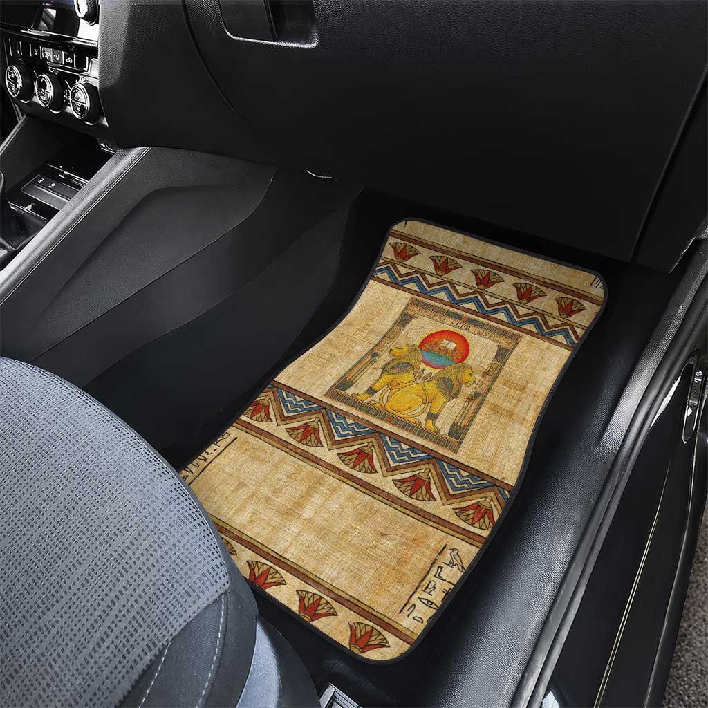 Aker Ancient Egyptian Car Mats with Hieroglyphic Pattern, Pyramid Symbol, and Twin Lion Guardians Motif - Wonder Print Shop