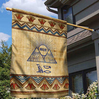 Aker Ancient Egyptian Garden Flag with Hieroglyphic Pattern, Pyramid Symbol, and Twin Lion Guardians Motif - Wonder Print Shop