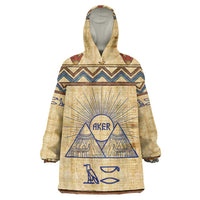 Aker Ancient Egyptian Kid Wearable Blanket Hoodie with Hieroglyphic Pattern, Pyramid Symbol, and Twin Lion Guardians Motif - Wonder Print Shop