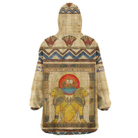 Aker Ancient Egyptian Kid Wearable Blanket Hoodie with Hieroglyphic Pattern, Pyramid Symbol, and Twin Lion Guardians Motif - Wonder Print Shop