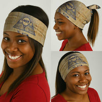 Aker Ancient Egyptian Neck Gaiter with Hieroglyphic Pattern, Pyramid Symbol, and Twin Lion Guardians Motif - Wonder Print Shop