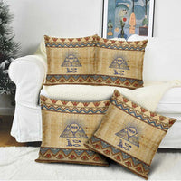 Aker Ancient Egyptian Pillow Cover with Hieroglyphic Pattern, Pyramid Symbol, and Twin Lion Guardians Motif - Wonder Print Shop