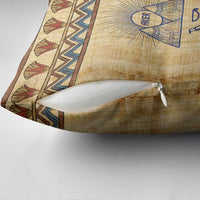 Aker Ancient Egyptian Pillow Cover with Hieroglyphic Pattern, Pyramid Symbol, and Twin Lion Guardians Motif - Wonder Print Shop