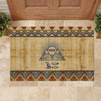 Aker Ancient Egyptian Rubber Doormat with Hieroglyphic Pattern, Pyramid Symbol, and Twin Lion Guardians Motif - Wonder Print Shop