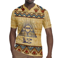 Aker Ancient Egyptian Rugby Jersey with Hieroglyphic Pattern, Pyramid Symbol, and Twin Lion Guardians Motif - Wonder Print Shop