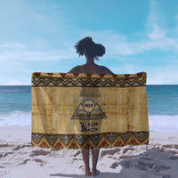 Aker Ancient Egyptian Sarong with Hieroglyphic Pattern, Pyramid Symbol, and Twin Lion Guardians Motif - Wonder Print Shop