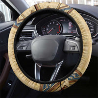 Aker Ancient Egyptian Steering Wheel Cover with Hieroglyphic Pattern, Pyramid Symbol, and Twin Lion Guardians Motif - Wonder Print Shop