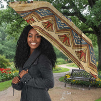 Aker Ancient Egyptian Umbrella with Hieroglyphic Pattern, Pyramid Symbol, and Twin Lion Guardians Motif - Wonder Print Shop