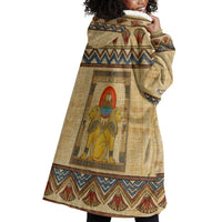 Aker Ancient Egyptian Wearable Blanket Hoodie with Hieroglyphic Pattern, Pyramid Symbol, and Twin Lion Guardians Motif - Wonder Print Shop