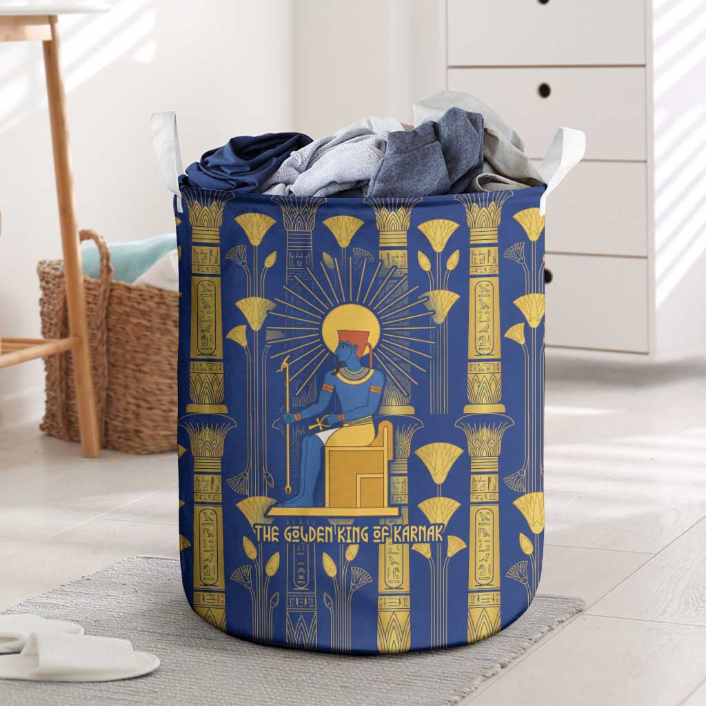 Amun Laundry Basket Ancient Egyptian Hieroglyphic, Pharaoh and Scarab - Wonder Print Shop