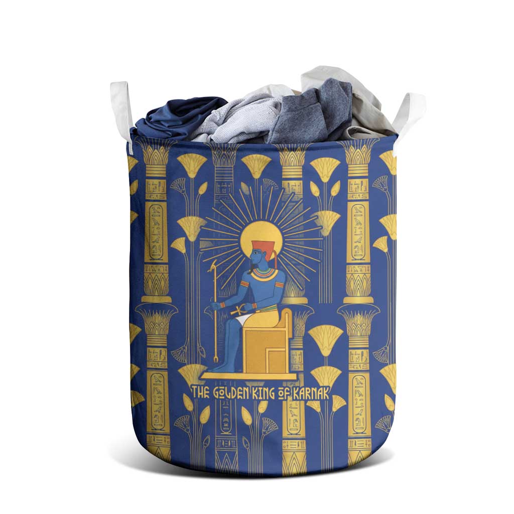 Amun Laundry Basket Ancient Egyptian Hieroglyphic, Pharaoh and Scarab - Wonder Print Shop
