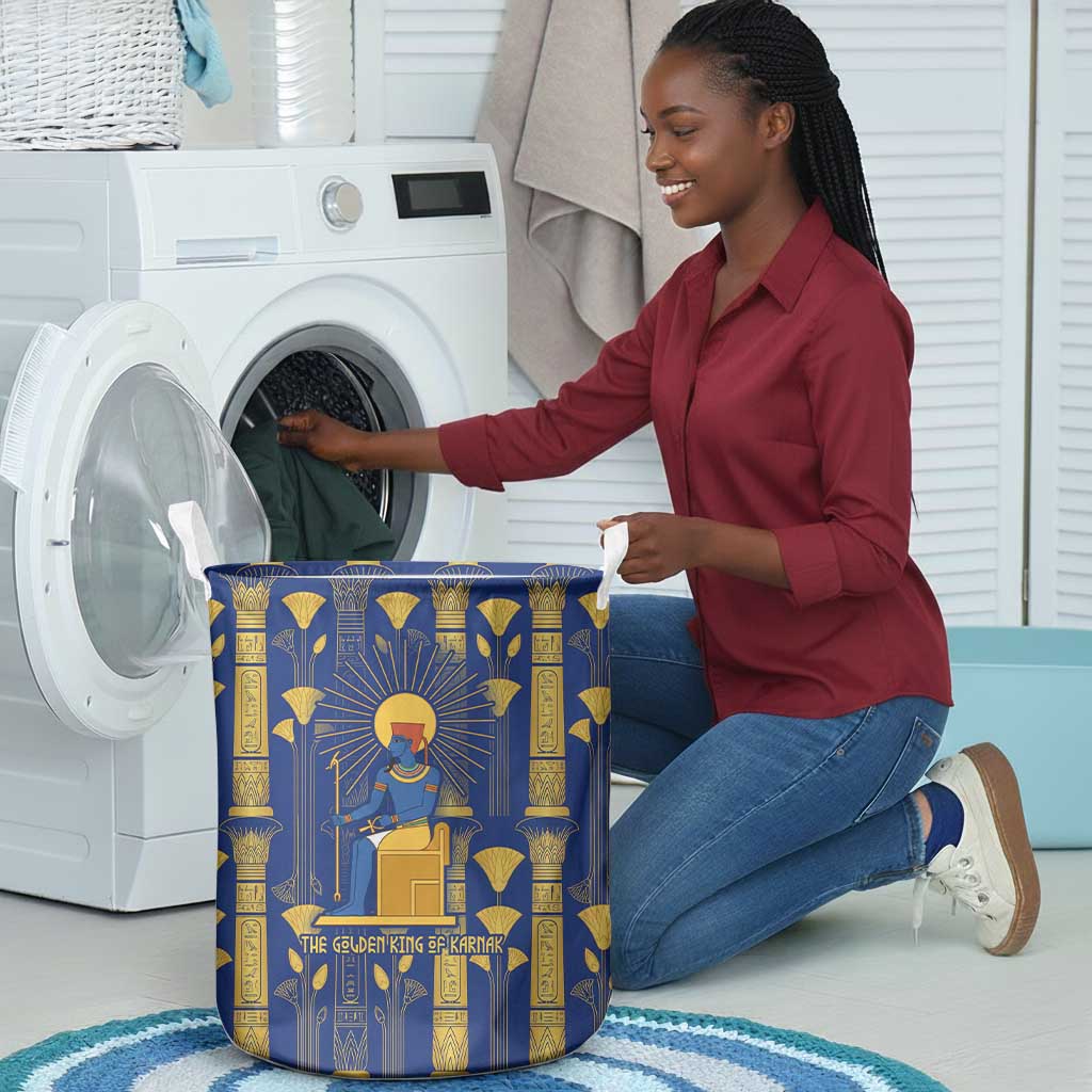 Amun Laundry Basket Ancient Egyptian Hieroglyphic, Pharaoh and Scarab - Wonder Print Shop