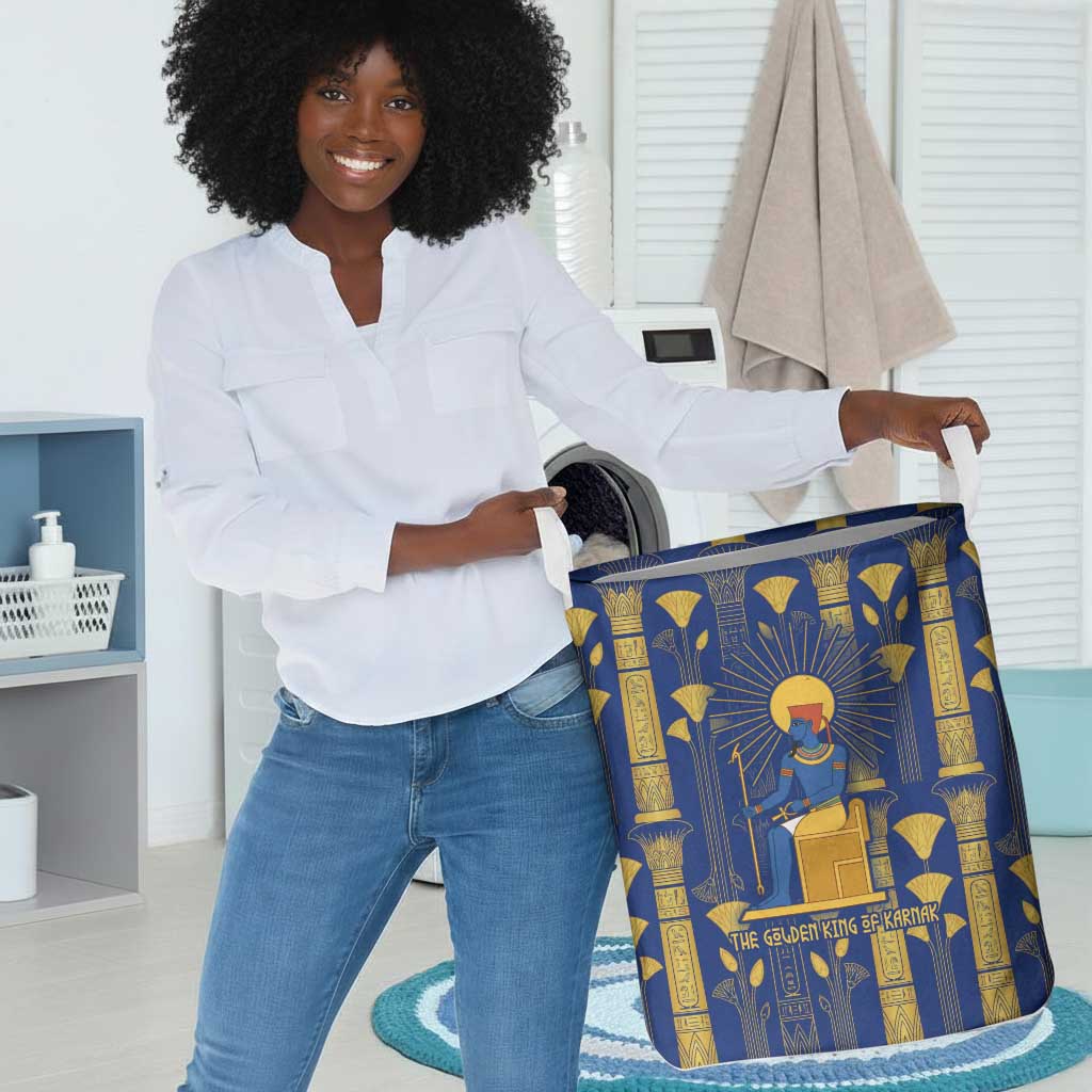 Amun Laundry Basket Ancient Egyptian Hieroglyphic, Pharaoh and Scarab - Wonder Print Shop