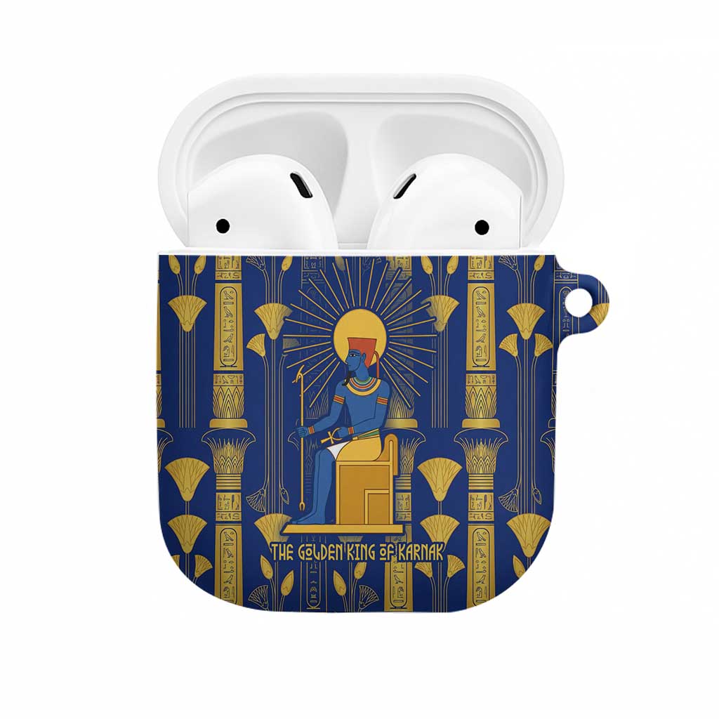 Amun AirPods Case Ancient Egyptian Hieroglyphic, Pharaoh and Scarab - Wonder Print Shop