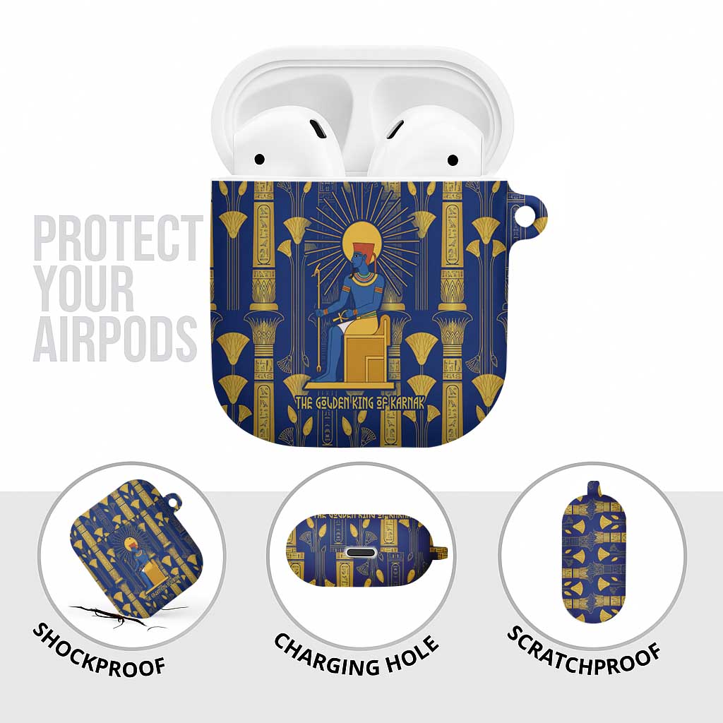 Amun AirPods Case Ancient Egyptian Hieroglyphic, Pharaoh and Scarab - Wonder Print Shop