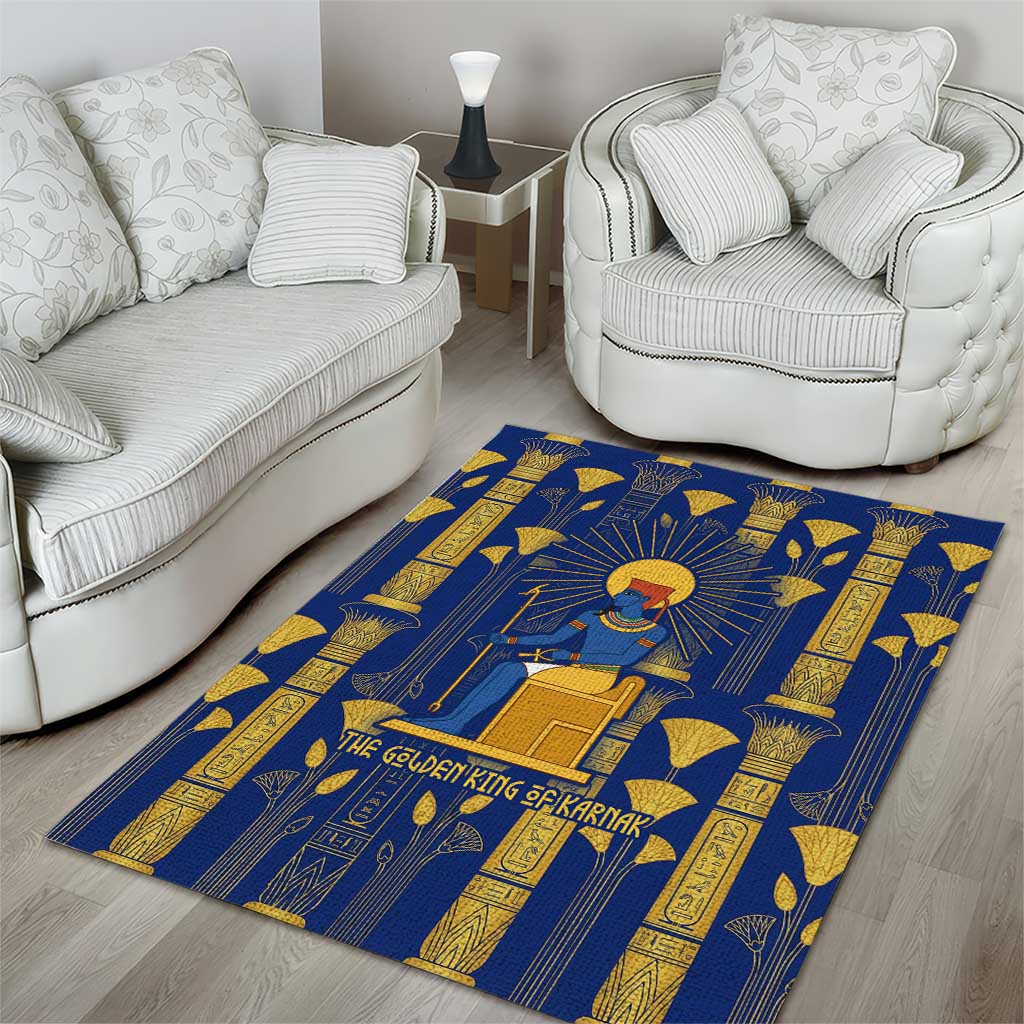 Amun Area Rug Ancient Egyptian Hieroglyphic, Pharaoh and Scarab - Wonder Print Shop