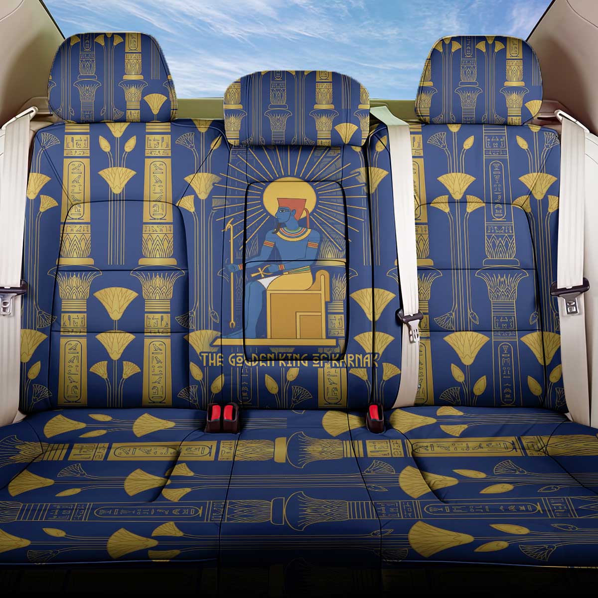 Amun Back Car Seat Cover Ancient Egyptian Hieroglyphic, Pharaoh and Scarab - Wonder Print Shop