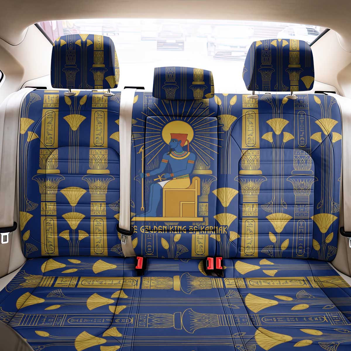 Amun Back Car Seat Cover Ancient Egyptian Hieroglyphic, Pharaoh and Scarab - Wonder Print Shop