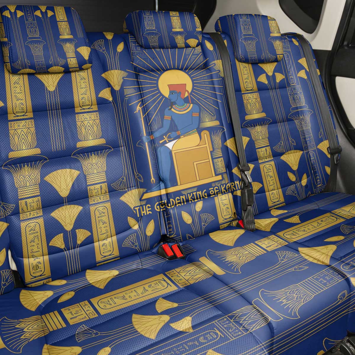 Amun Back Car Seat Cover Ancient Egyptian Hieroglyphic, Pharaoh and Scarab - Wonder Print Shop