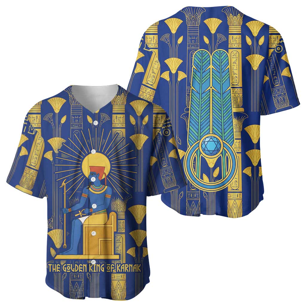 Amun Baseball Jersey Ancient Egyptian Hieroglyphic, Pharaoh and Scarab - Wonder Print Shop