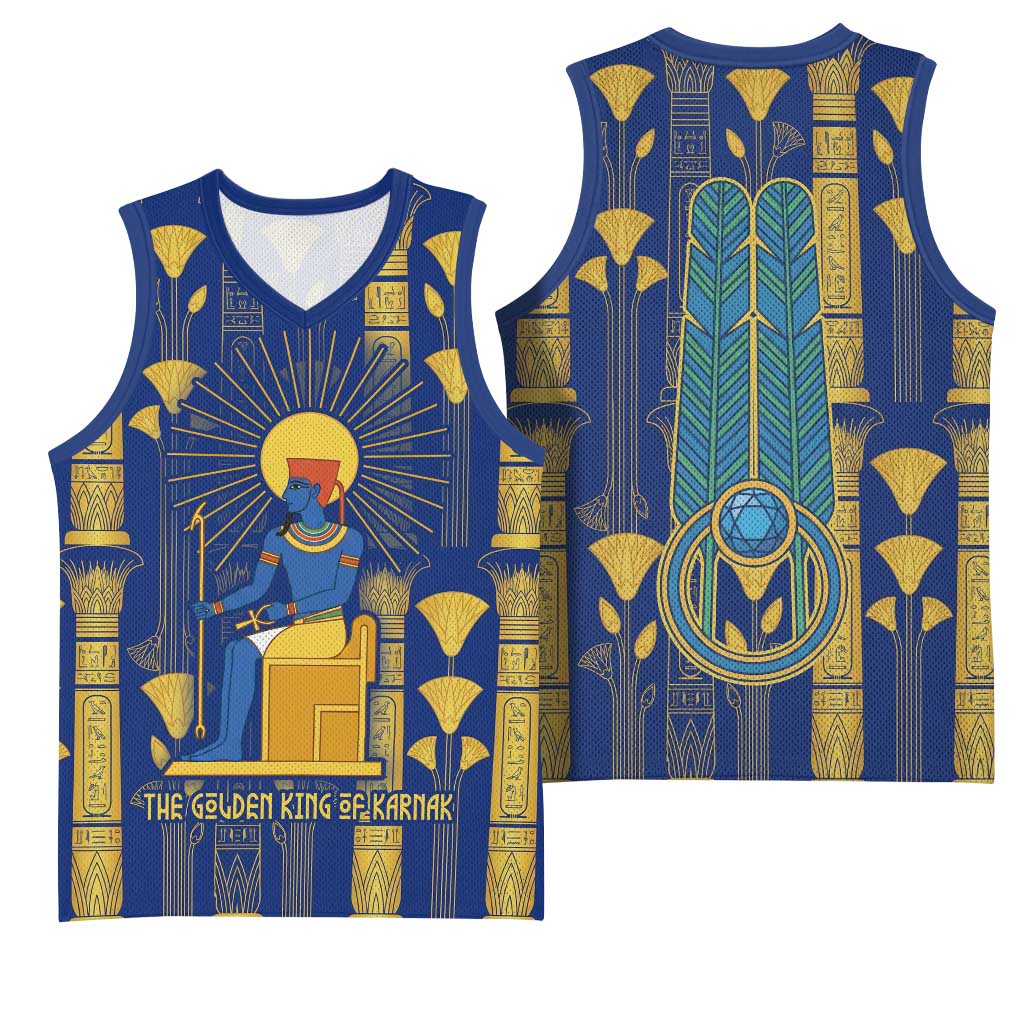 Amun Basketball Jersey Ancient Egyptian Hieroglyphic, Pharaoh and Scarab - Wonder Print Shop