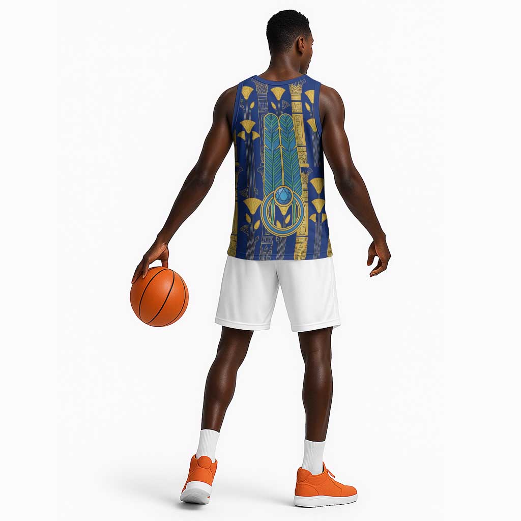 Amun Basketball Jersey Ancient Egyptian Hieroglyphic, Pharaoh and Scarab - Wonder Print Shop