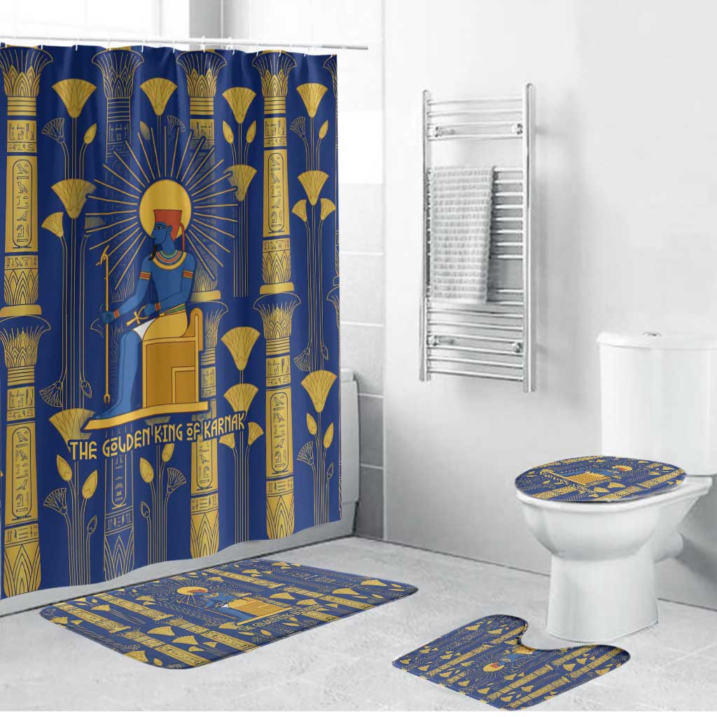 Amun Bathroom Set Ancient Egyptian Hieroglyphic, Pharaoh and Scarab - Wonder Print Shop