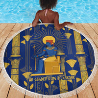 Amun Beach Blanket Ancient Egyptian Hieroglyphic, Pharaoh and Scarab - Wonder Print Shop