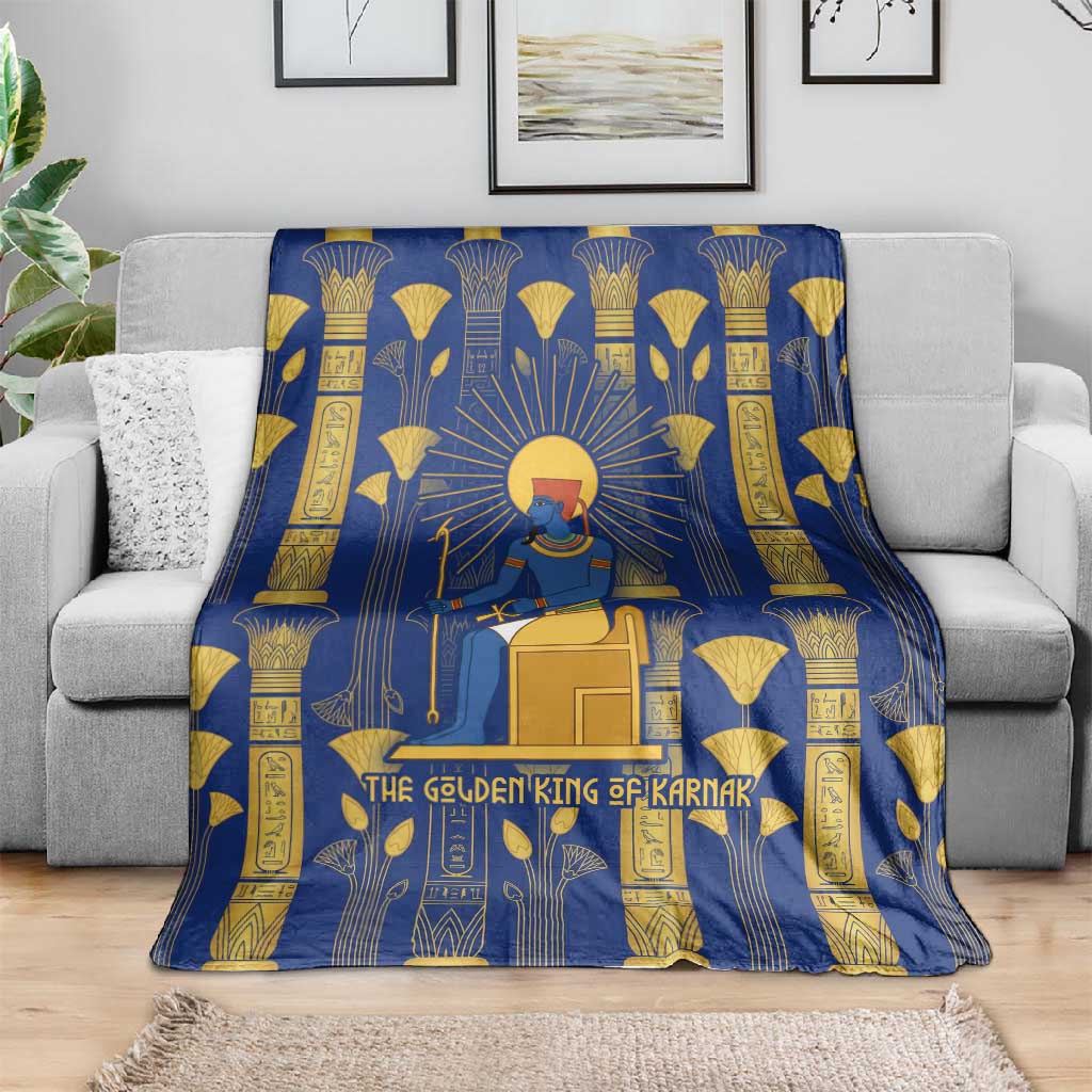 Amun Blanket Ancient Egyptian Hieroglyphic, Pharaoh and Scarab - Wonder Print Shop