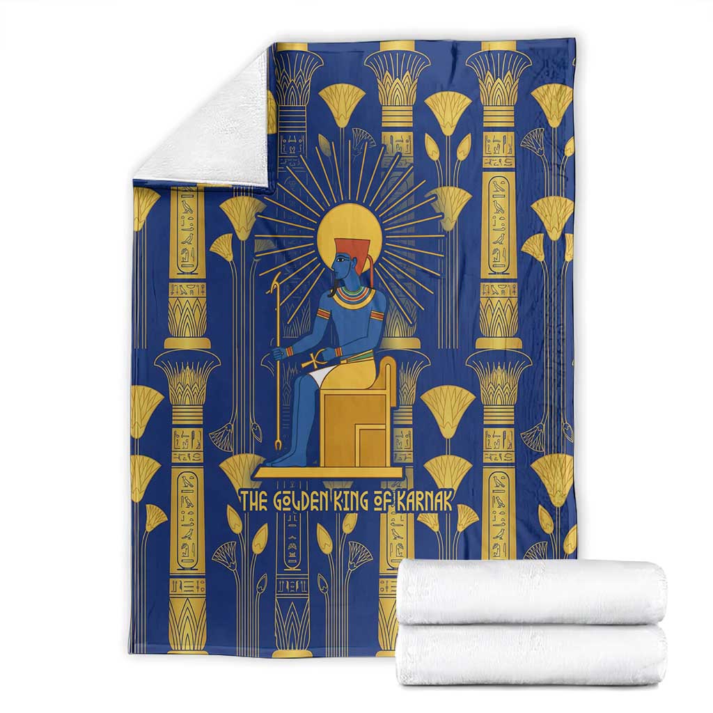 Amun Blanket Ancient Egyptian Hieroglyphic, Pharaoh and Scarab - Wonder Print Shop