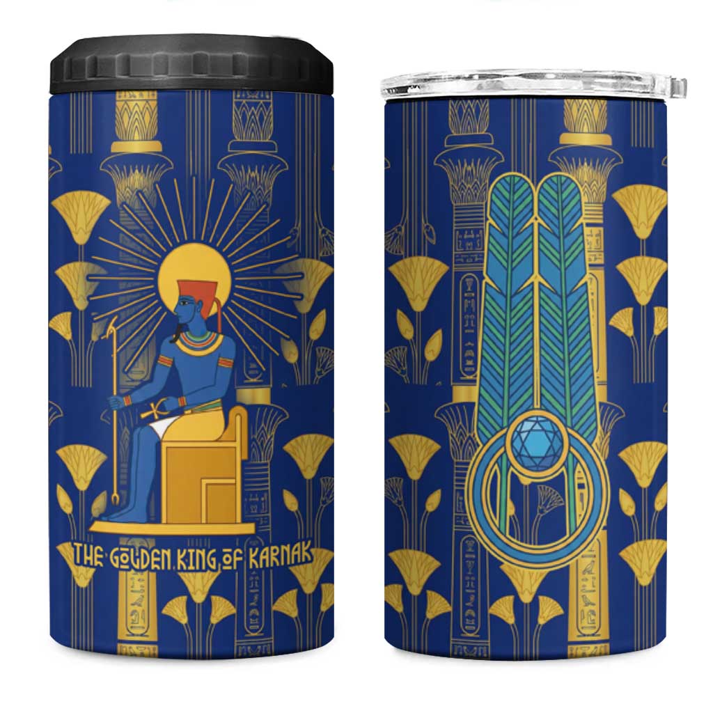 Amun 4 in 1 Can Cooler Tumbler Ancient Egyptian Hieroglyphic, Pharaoh and Scarab - Wonder Print Shop