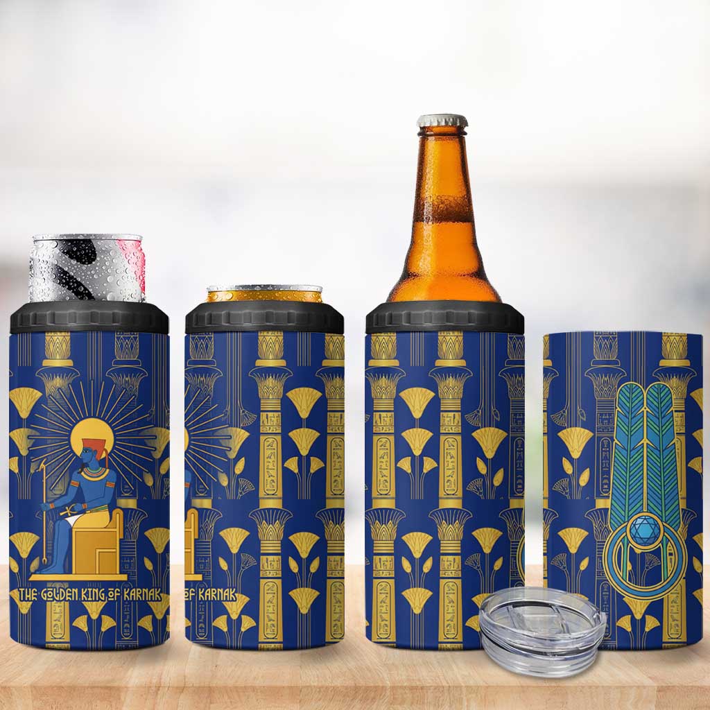 Amun 4 in 1 Can Cooler Tumbler Ancient Egyptian Hieroglyphic, Pharaoh and Scarab - Wonder Print Shop