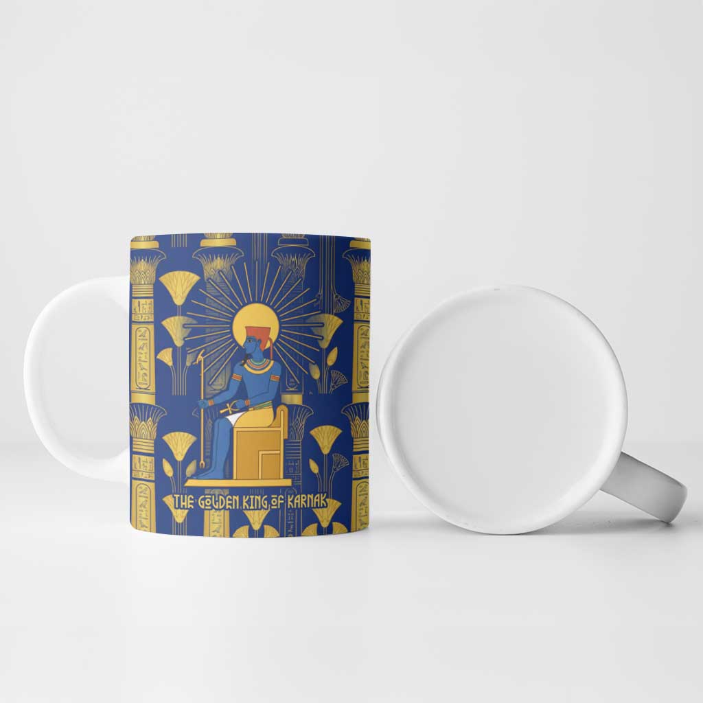 Amun Ceramic Mug Ancient Egyptian Hieroglyphic, Pharaoh and Scarab - Wonder Print Shop