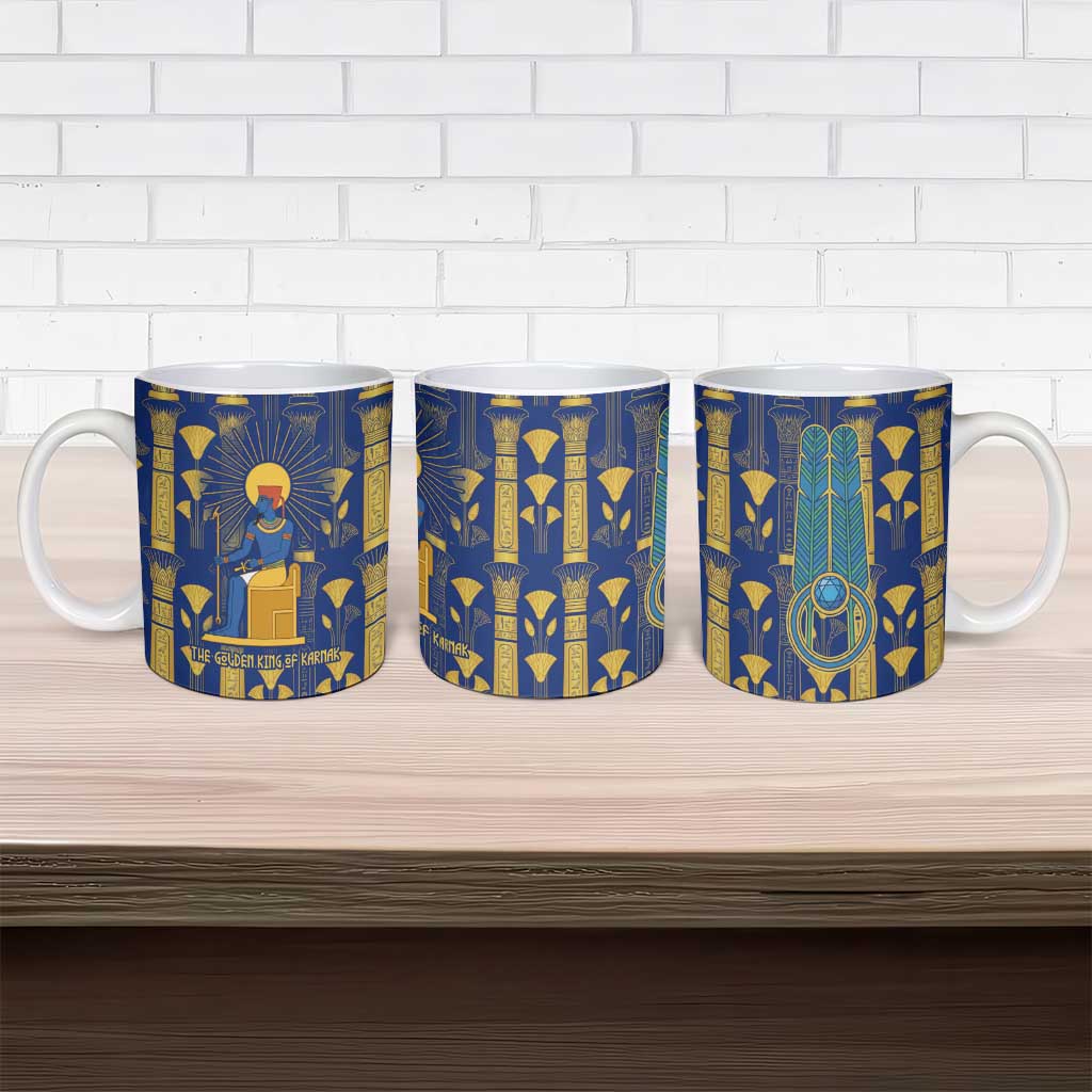 Amun Ceramic Mug Ancient Egyptian Hieroglyphic, Pharaoh and Scarab - Wonder Print Shop