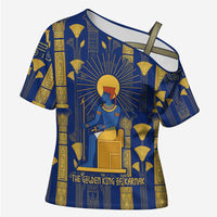 Amun Cross Shoulder Shirt Ancient Egyptian Hieroglyphic, Pharaoh and Scarab - Wonder Print Shop