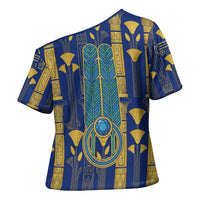 Amun Cross Shoulder Shirt Ancient Egyptian Hieroglyphic, Pharaoh and Scarab - Wonder Print Shop