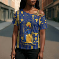 Amun Cross Shoulder Shirt Ancient Egyptian Hieroglyphic, Pharaoh and Scarab - Wonder Print Shop