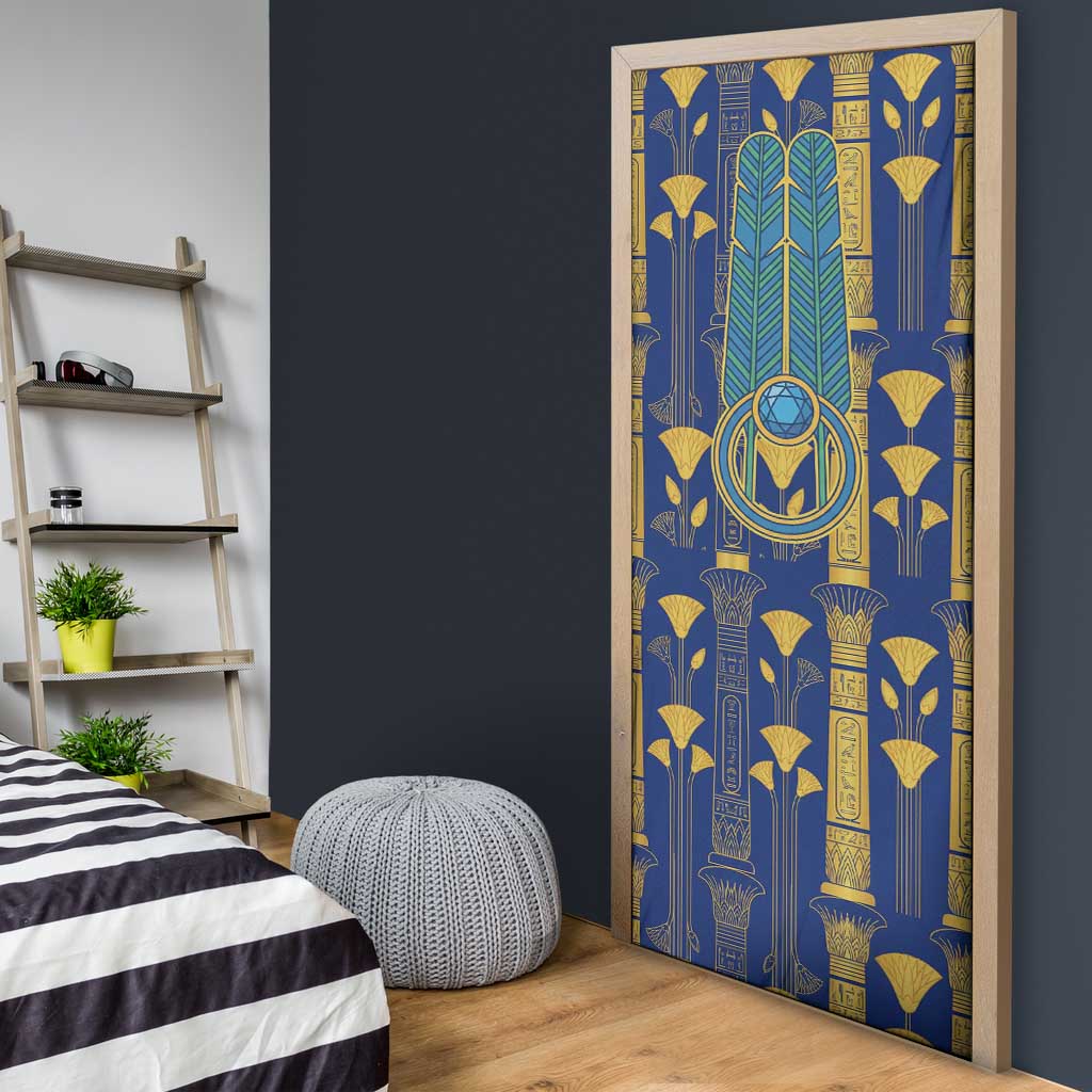 Amun Door Cover Ancient Egyptian Hieroglyphic, Pharaoh and Scarab - Wonder Print Shop
